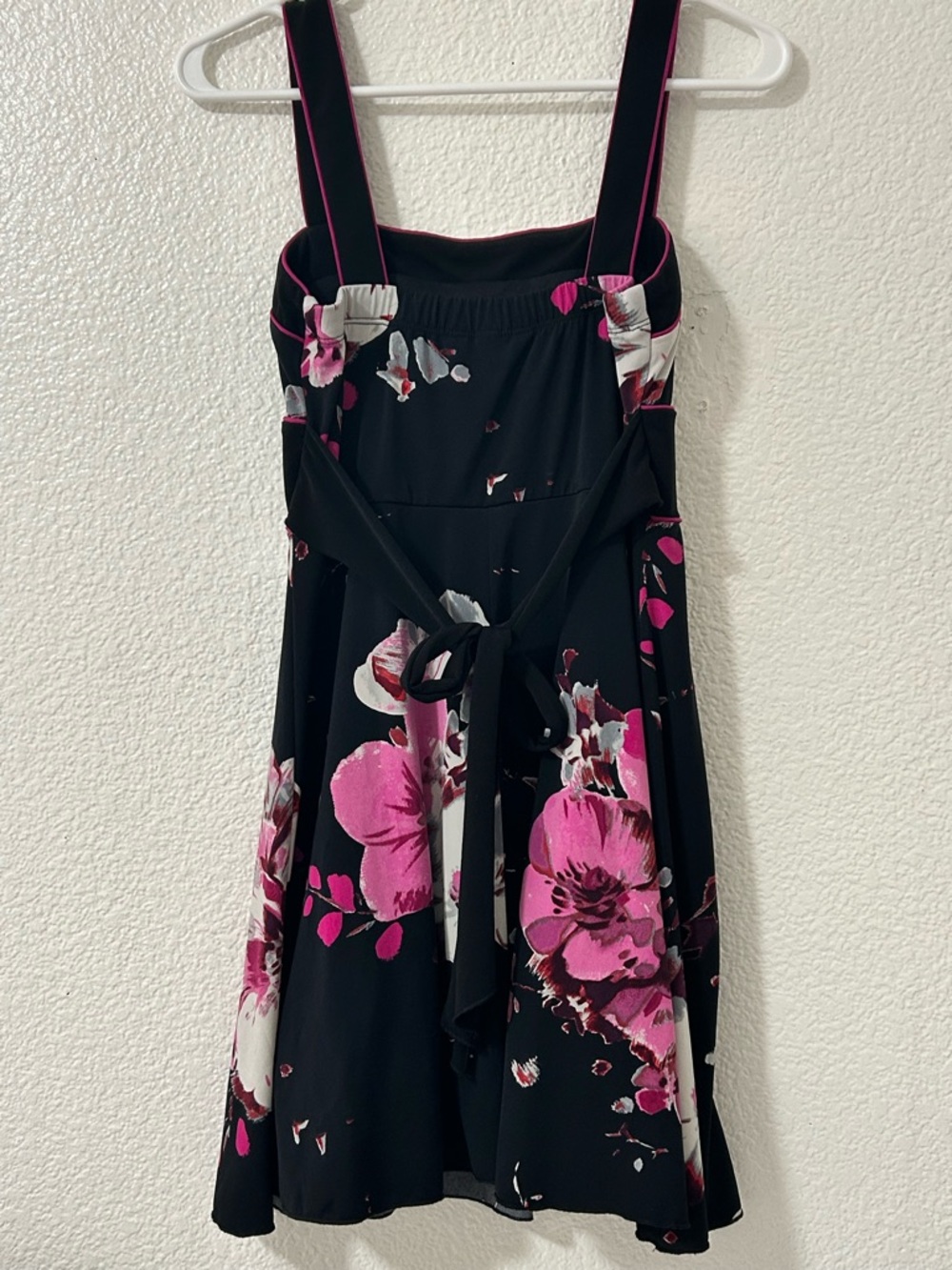 Black Floral Sundress with Pink & White Blooms